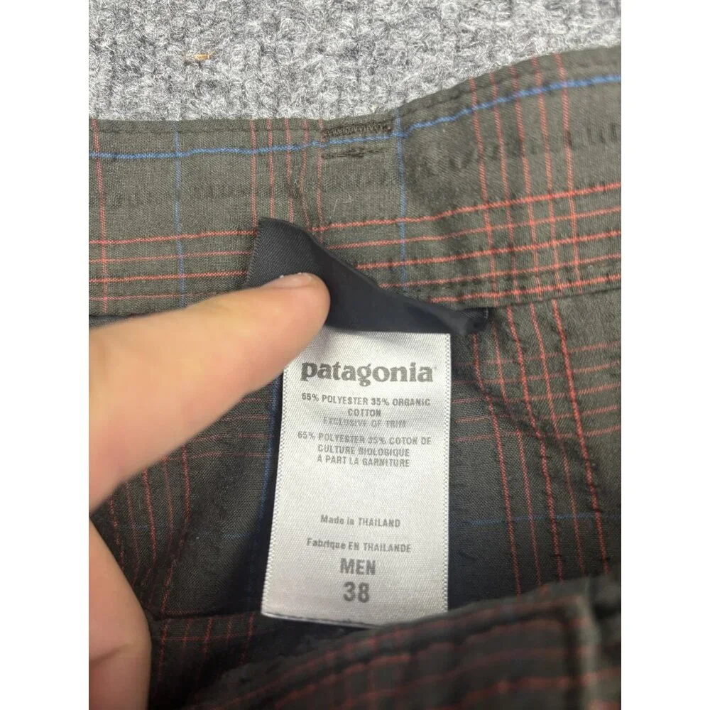 Patagonia Shorts‎ Mens 38 Green Plaid Chino Outdoor Hiking Casual Pockets Summer